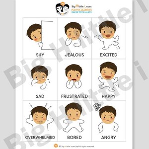 Emotions Flashcards, Printable, Preschool Classroom Flash Cards - Etsy