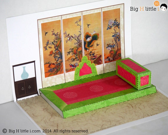 Paper Dollhouse Korean Traditional Bedroom Travel Toys Educational Toys Girl Toys