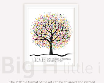 Teacher Appreciation Gift Print, Thank You Teacher Printable Gift, Teacher gifts end of year - Teachers Plant The Seeds of Knowledge