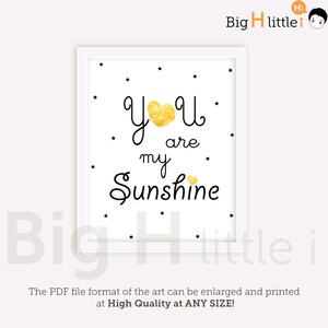 You Are My Sunshine Wall Art gold print / Nursery Decor gold Typography Print / Printable / Instant Downloads