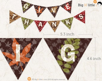 GIVE THANKS garland / Thanksgiving banners / Colorful / Fall Leaves / Printable