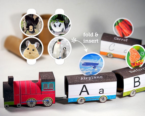 alphabet train paper crafts printable montessori letters etsy