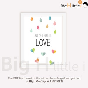 Love Quotes Wall Art / All You Need Is LOVE / Love Quote / Printable Poster / Typography / instant download