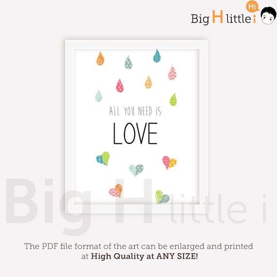 Love Quotes Wall Art / All You Need Is LOVE / Love Quote / Printable Poster / Typography / instant download