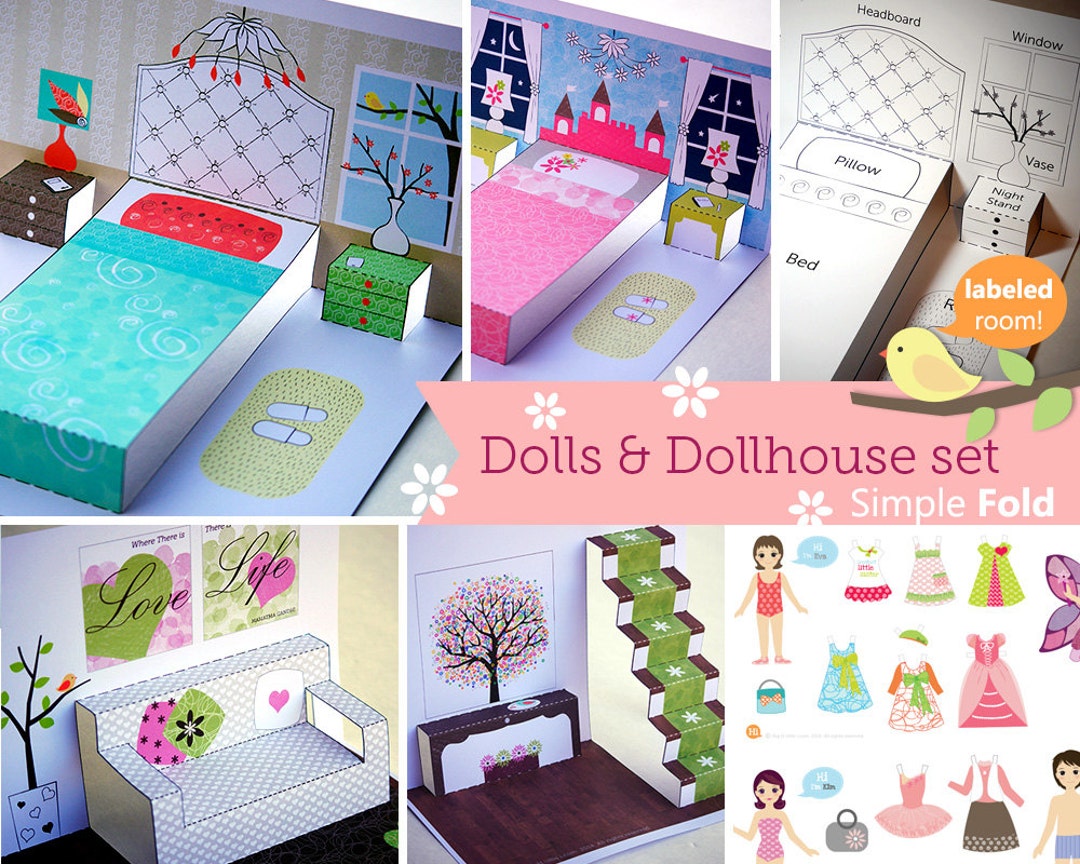 Pop-up Paper Dolls House Diorama Study/office Printable Kids