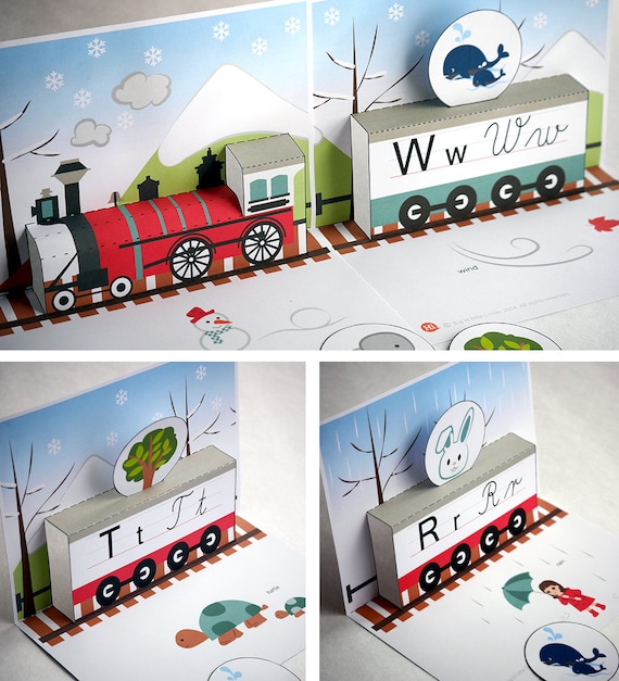 Alphabet train - Educational Play - Creative Play - Kids Room Decor - Learn Letters, Sounds, Spelling and Seasons - Printable PDF