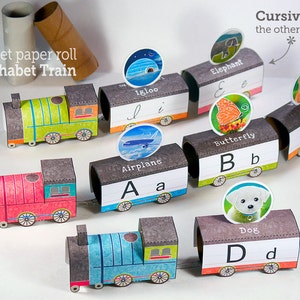 Alphabet Train / Paper Crafts printable / Montessori Letters / Educational toys / Boys room decor Include Australia version image 1