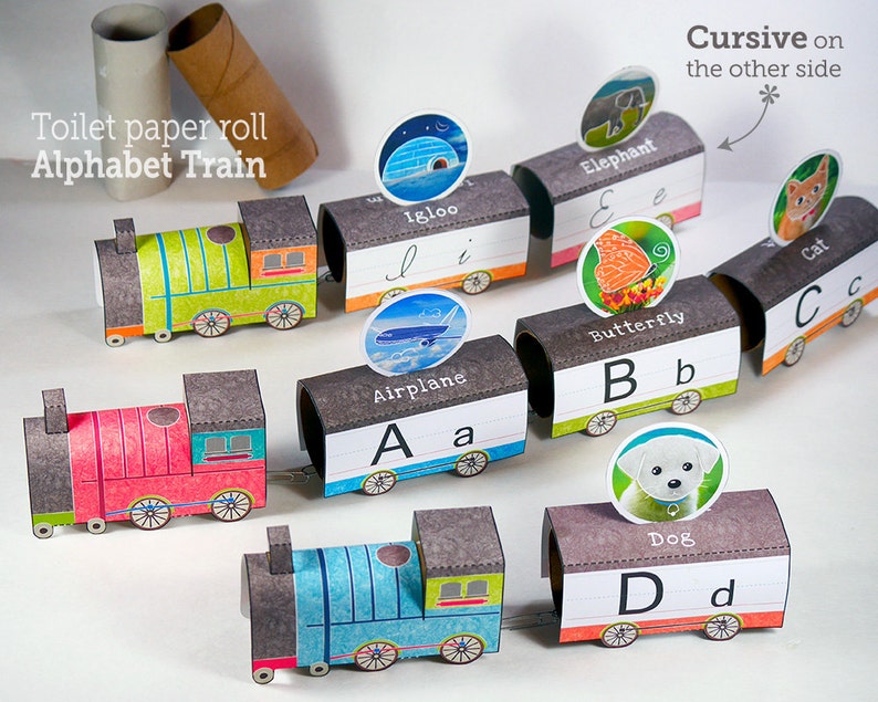 Alphabet Train / Paper Crafts printable / Montessori Letters / Educational toys / Boys room decor Include Australia version image 1