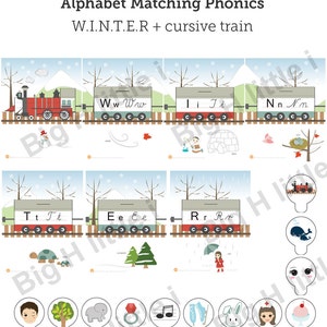 Peut inclure: Une feuille de travail imprimable pour les enfants afin de s'entra&icirc;ner &agrave; faire correspondre les lettres avec des images sur le th&egrave;me de l'hiver. La feuille de travail pr&eacute;sente un train avec des wagons lettres et un jeu de correspondance avec des images d'un bonhomme de neige, une tortue, un arbre, une bague, des notes de musique, des patins &agrave; glace, un lapin, une infirmi&egrave;re et un cornet de glace.