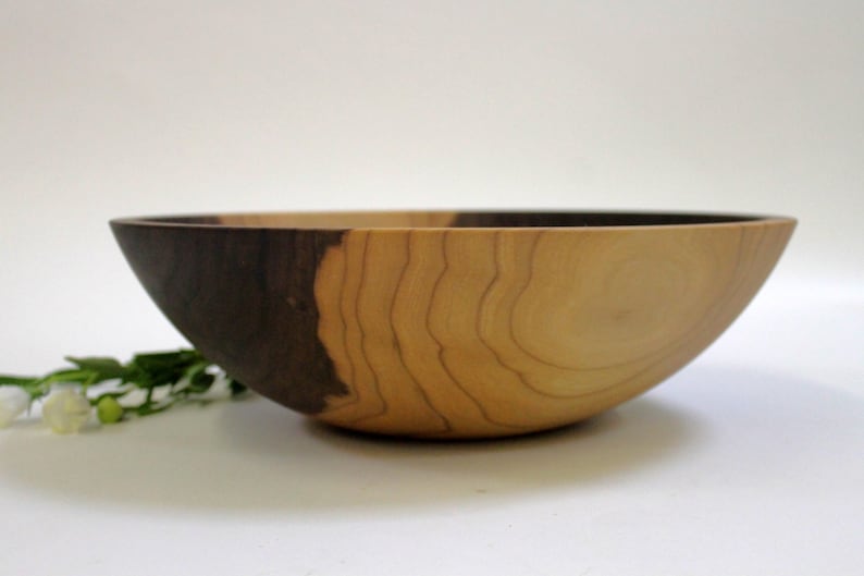 15 Large Wooden Salad Bowl, Wooden Salad Bowl, Food Safe Wooden Bowl, Traditional Wood Bowl, Walnut Bowl, Hardwood Bowl, Walnut Wood image 2