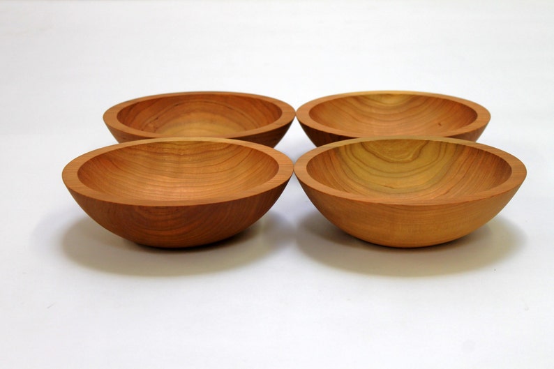 4 7 Cherry Wood Bowls Food Safe Wooden Bowl Hand Etsy