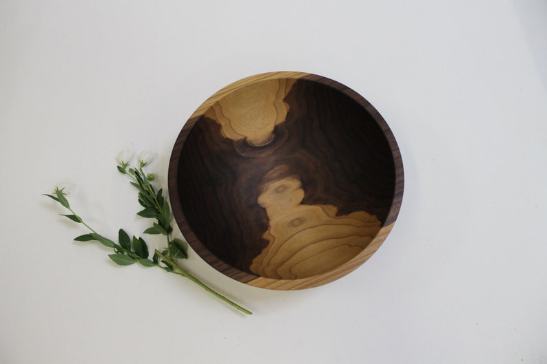 15 Large Wooden Salad Bowl, Wooden Salad Bowl, Food Safe Wooden Bowl, Traditional Wood Bowl, Walnut Bowl, Hardwood Bowl, Walnut Wood image 3