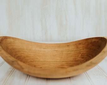 12" Large Wooden Salad Bowl, Live Edge Wooden Bowl, Wooden Salad Bowl, Food Safe Wooden Bowl, Cherry Bowl, Hardwood Bowl, Salad Bowl