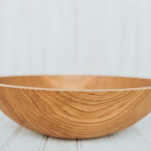 12&quot; Solid Cherry Bowl, Wooden Bowl, Food Safe Wooden Bowl, Cherry Salad Bowl, Large Wood Bowl, Hardwood Bowl, Traditional Wood Bowl