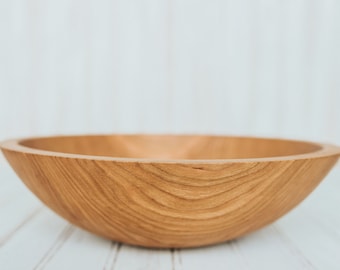 12" Solid Cherry Bowl, Wooden Bowl, Food Safe Wooden Bowl, Cherry Salad Bowl, Large Wood Bowl, Hardwood Bowl, Traditional Wood Bowl