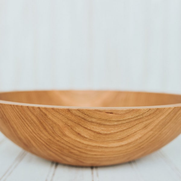 12" Solid Cherry Bowl, Wooden Bowl, Food Safe Wooden Bowl, Cherry Salad Bowl, Large Wood Bowl, Hardwood Bowl, Traditional Wood Bowl