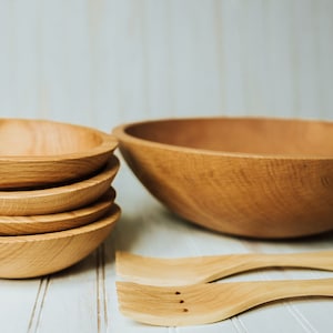 Elsjoy 8 Pack 8 Inch Wooden Woven Salad Bowl, Reusable