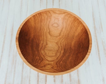 17" Large Cherry Bowl, Food Safe Wooden Bowl, Wooden Salad Bowl, Housewarming Gift- Personalize your Bowl with no additional cost!