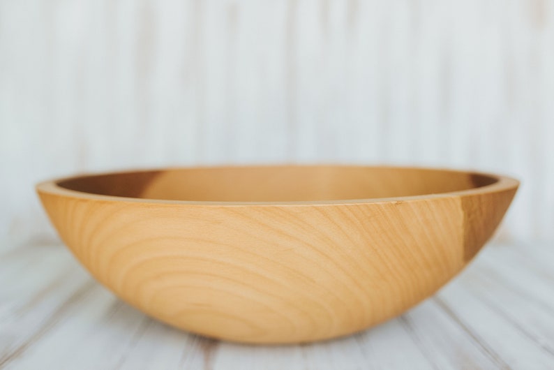 17 Large Beech Bowl,Wooden Bowl,Salad Bowl,Hardwood Bowl,Wood Bowl,Beech Bowl,Food Safe Wooden Bowl,Wedding Gift,Housewarming Gift image 2