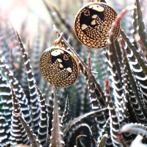 Golden Pangolin Enamel Earrings image 2