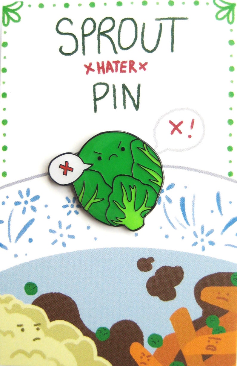 Christmas Brussels Sprout HATER Enamel Pin image 1