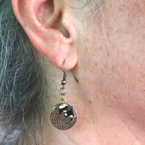 Golden Pangolin Enamel Earrings image 3