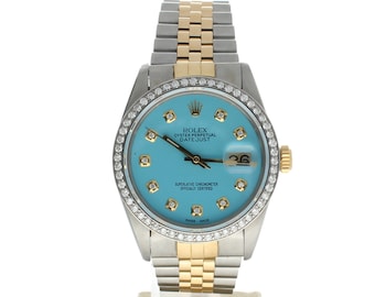 Rolex Date Just 36 Stainless-steel 16013 Blue Dial Men's 36-mm Automatic self-wind Sapphire crystal. Swiss Made Wristwatch