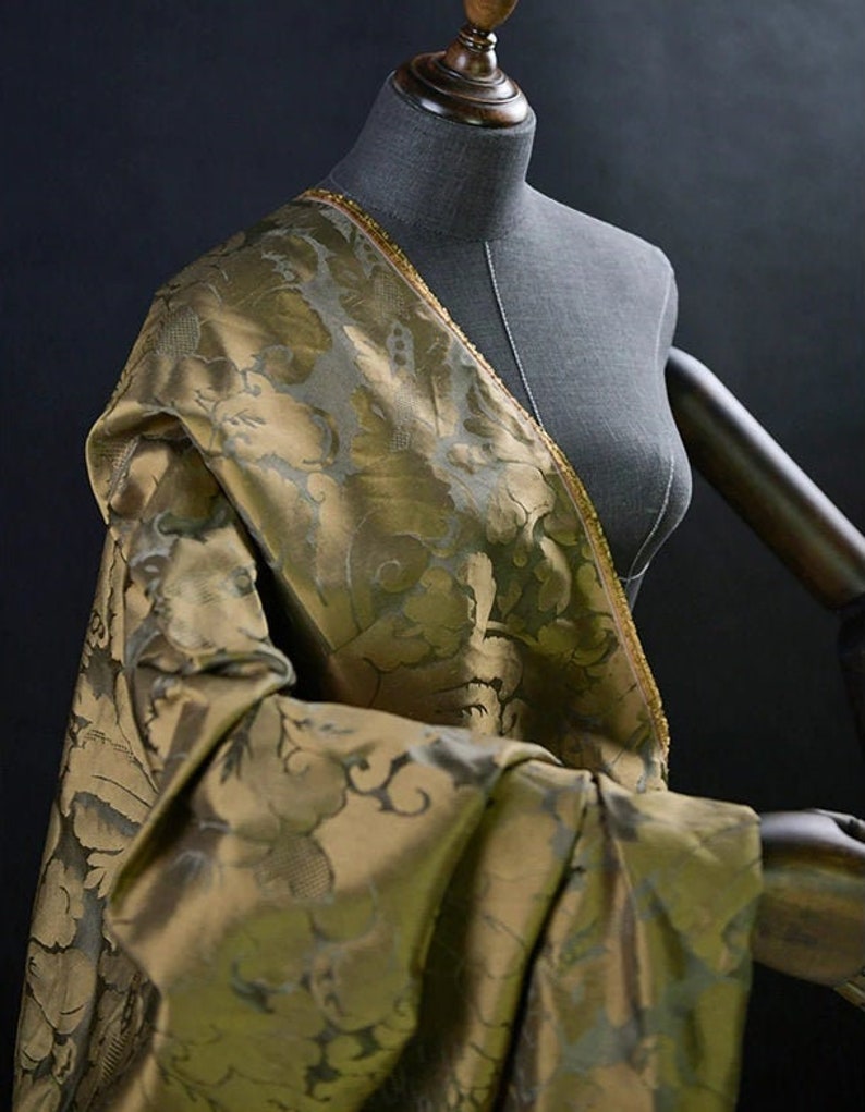 Late Medieval Damask Silk Fabric with Big Palmette Pattern Etsy