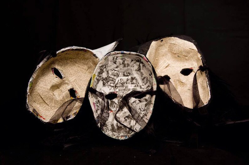 Mask Cat Blue paper mache strange animal Magic