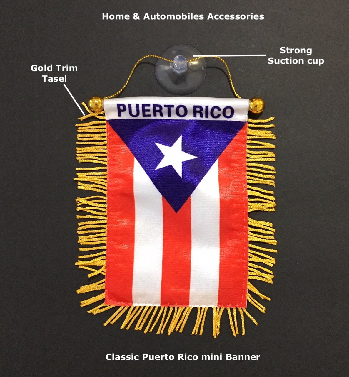 Puerto RIco flags for car accessories & Home Mini Banner | Etsy
