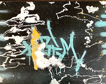 American street urban graffiti art signed original canavs by artist Brim Tats cru Limited edition 2022 aerosol collection