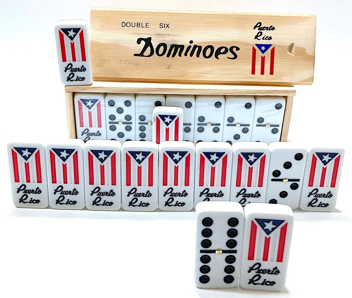 Brand New Puerto Rico Island Coqui Dominoes Set Souvenirs Wood Case 