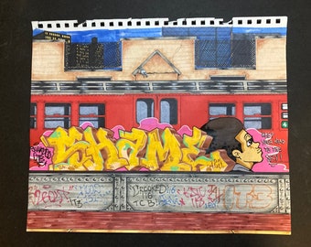 American urban street graffiti art original artwork one of one hand painted canvas & paper by artist Shame 125th collection (Original 02)