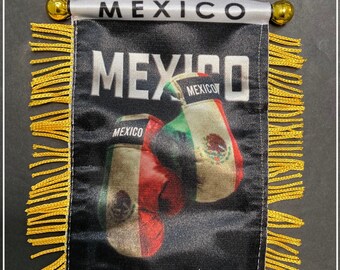 Mexico Boxing gloves flag Mexican flag for car auto Home wall hanging banners accessories Aztec pride Quality hand made flags