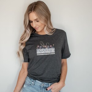 Easter Spring T Shirt for Women, Happy Easter Shirt, Easter Bunny Shirt, Bunny Ears T Shirt, Spring Flowers Tee for Her, Rabbit Ears T Shirt