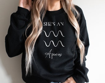 Sudadera Aquarius Zodiac, suéter del zodíaco Aquarius para mujer, camisa de astrología Aquarius, camisa del horóscopo, regalo para Acuario, enero, febrero