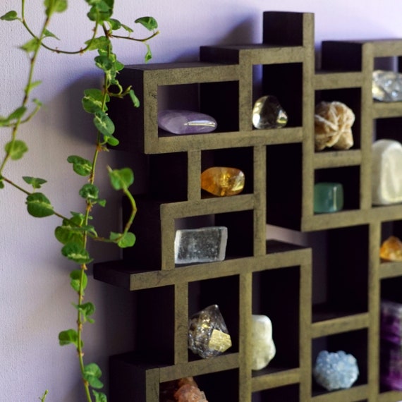 Wooden Knick Knack Wall Display Shelf Crystal Shelf Display Etsy