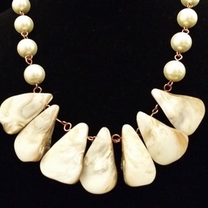 Very Unique! Pearl and Cut Shell Necklace
