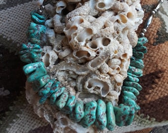 Native American turquoise nugget and Sterling beaded necklace