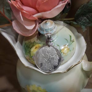 Sterling silver commemorative buffalo nickle pendant with Sterling silver chain