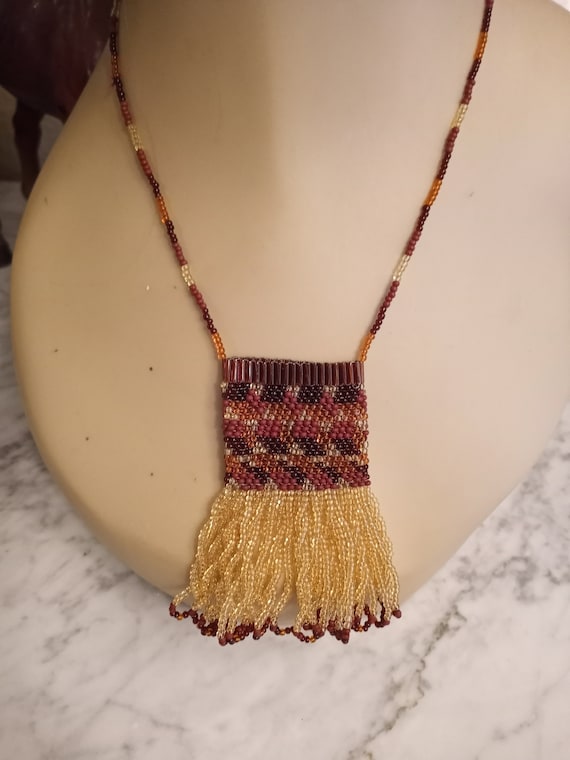 Native American seed bead pocket necklace