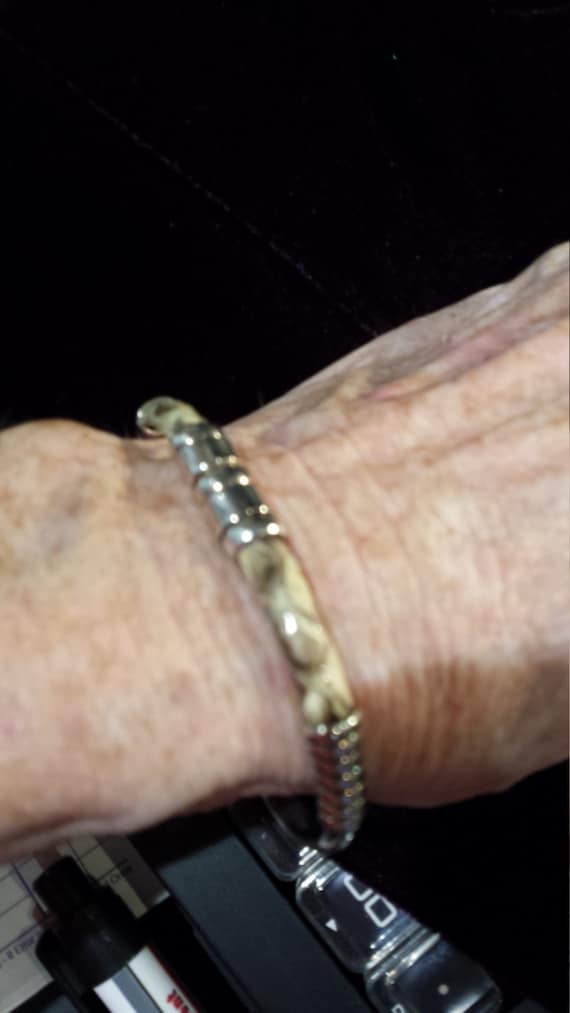 sterling silver rattlesnake (actual skin) bracelet - image 1
