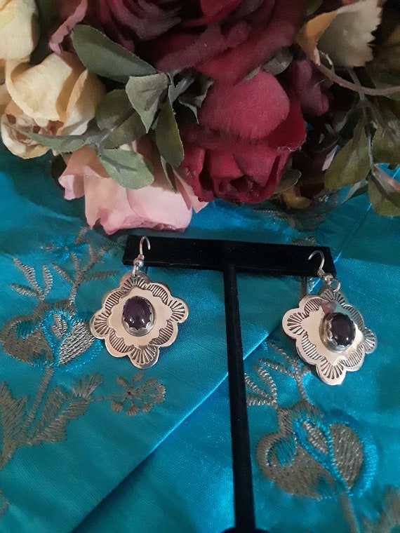 Amethyst dangle pierced earrings