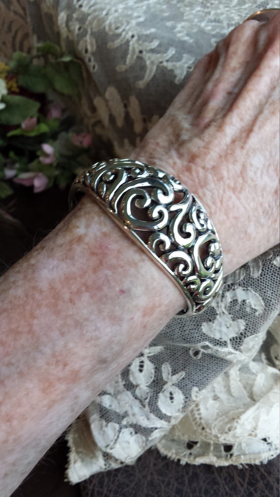Sterling silver open hearts cuff bracelet