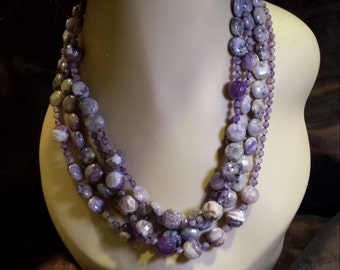 Four strand amythyst beaded necklace by petronella designs