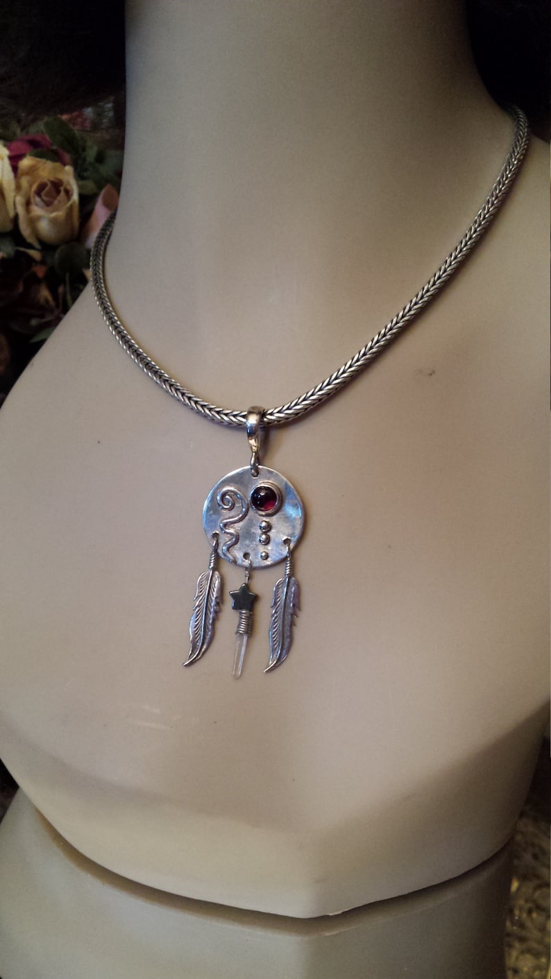 Native American sterling silver feather pendant