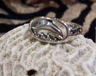 Sterling silver dolphin ring, size 7