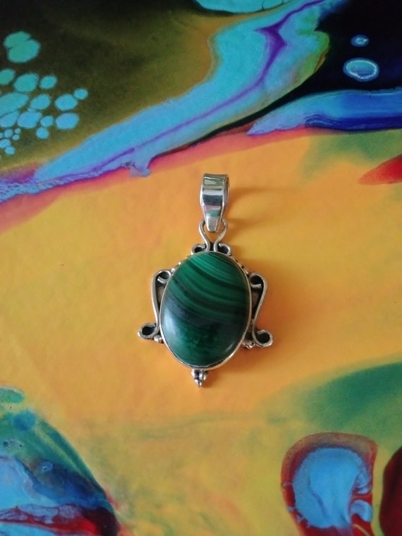 Sterling Silver Malachite Pendant - image 5