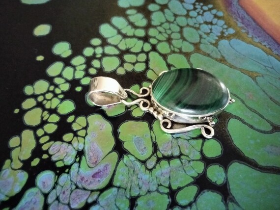 Sterling Silver Malachite Pendant - image 2