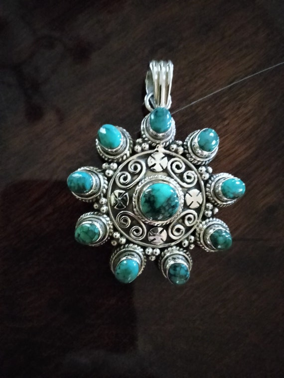 Sterling Silver turquoise large pendant - image 1